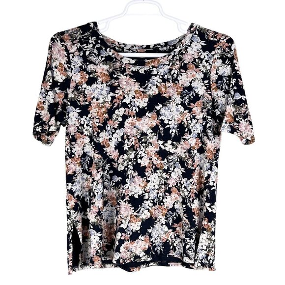 J Jill Womens L Scoop Neck Top Elbow Sleeve Tee Pima Cotton Pullover Bloomcore - Picture 5 of 12